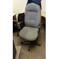 Grey High Back Adjustable Rolling Meeting Chair w Arms